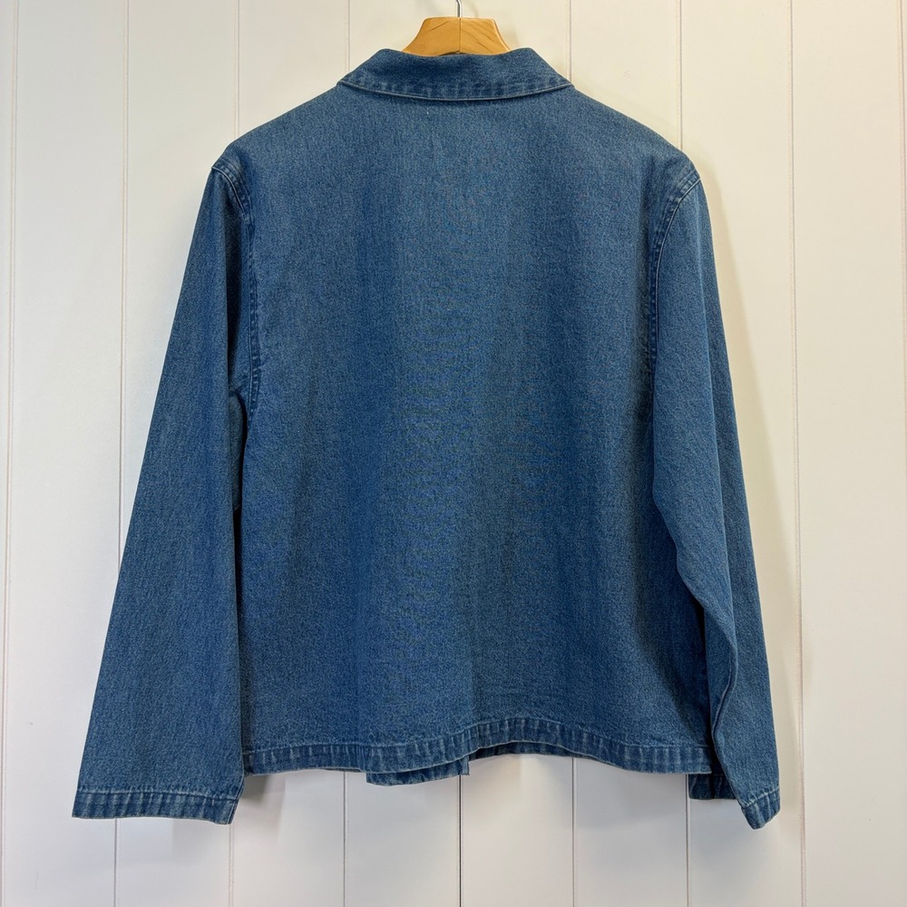 Vintage Tantrums Whimsical Floral Beaded Denim Jacket Womens Large Grannycore - Picture 2 of 11